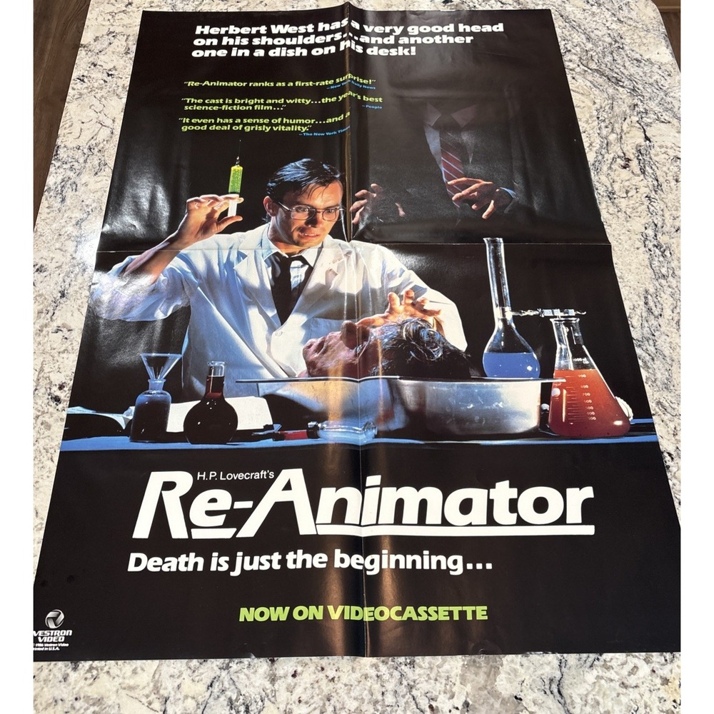 1986 Re-Animator Vintage Movie Promotional Poster 27x40 Folded One Sheet Gore